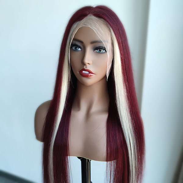Burgundy-With-Blond-Straight-Lace-Front-Wig