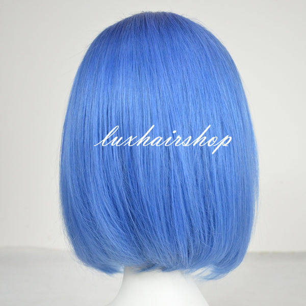 Peruvian Hair Light Blue Color Fashion Straight Lace Front Bob Wig