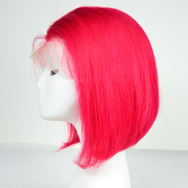 Peruvian Hair Red Color Fashion Straight Lace Front Bob Wig