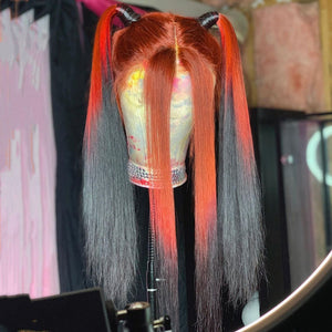 Gradient Color Ginger Black wig