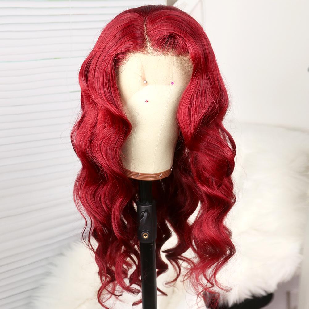 red color body wave wig