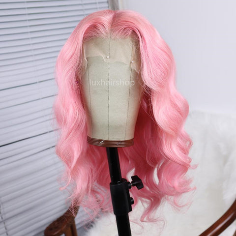 body wave pink color wig