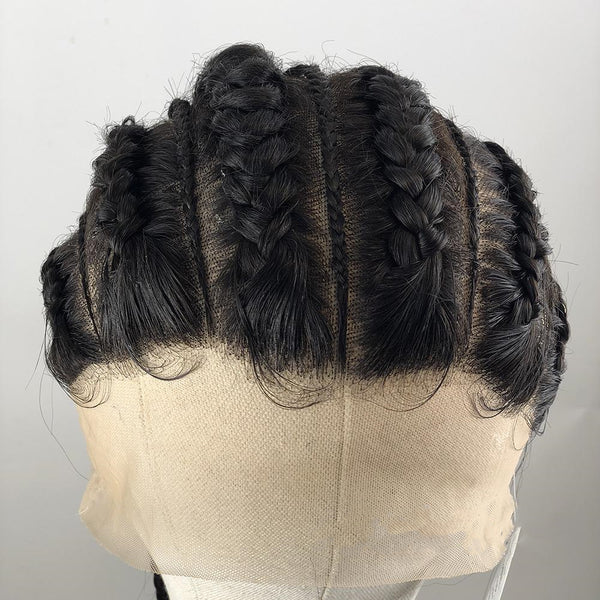 Peruvian Human Hair Black Color Full Lace Chinese Viscera Braid Long Wig