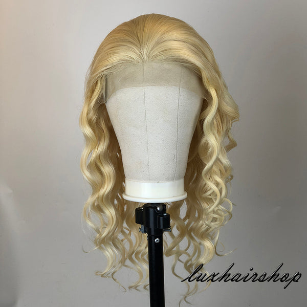 Peruvian Hair Lace Front Wig Light Blond Color Body Wavy