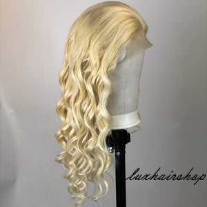 Peruvian Hair Lace Front Wig Light Blond Color Body Wavy