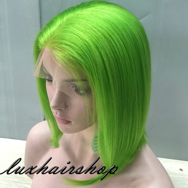 green bob wig