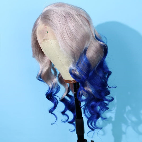Gradient Color lace blue with silver wig