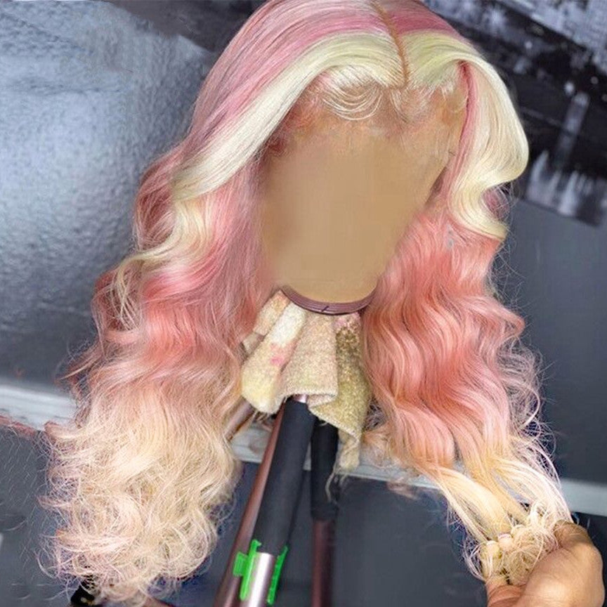 Light-Pink-And-Blonde-Ombre-Color-Lace-Front-Wig