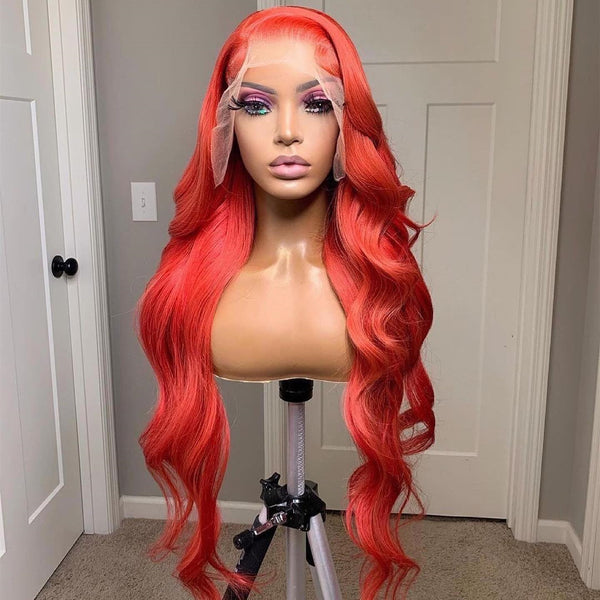 Body-Wave-Lace-Front-Rose-Red-Color-Wig