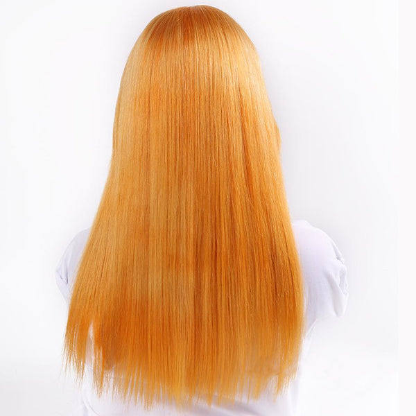 Neon Orange Color Fashion Straight Long Hair Lace Front Wig
