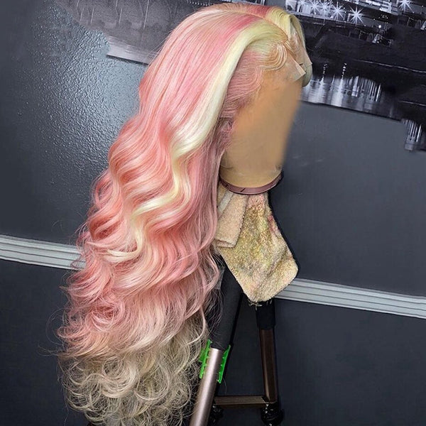 Light-Pink-And-Blonde-Color-Body-Wave-Wig