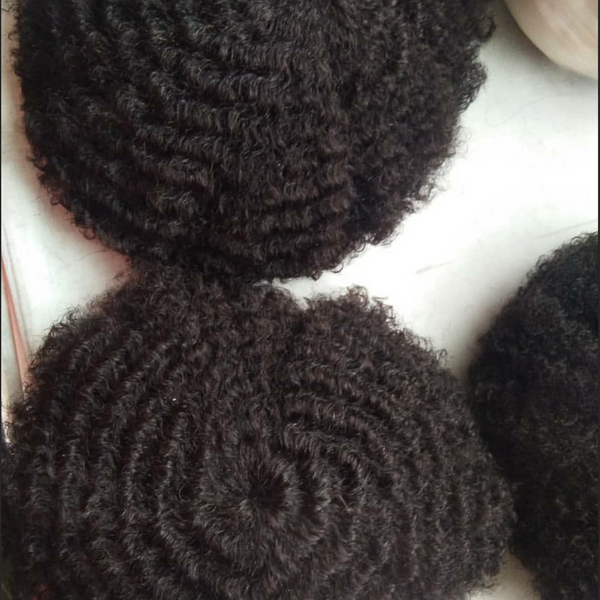 100% European Virgin Human Hair Black Afro Curl Full Lace Base Hair Systems