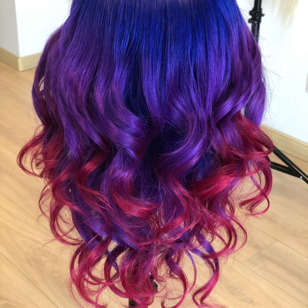 Peruvian Hair Blue And Purple And Red Ombre Color Fashion Body Wavy Fu ...