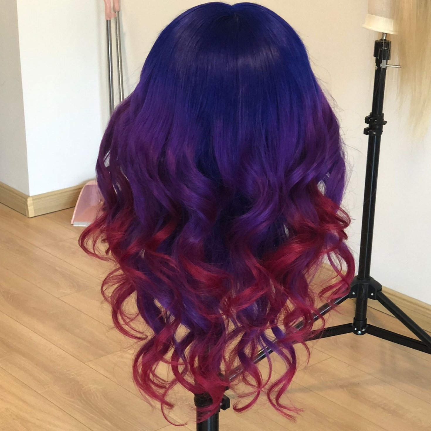 red and blue ombre hair