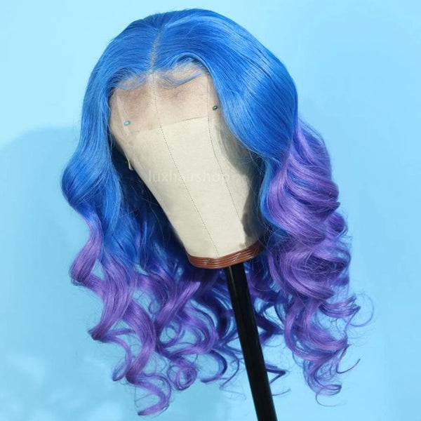 blue with purple wig