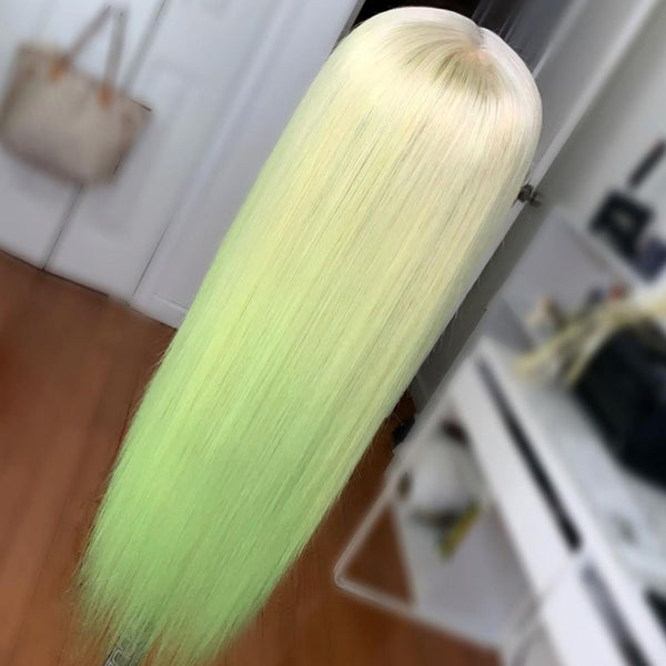 Gradient Iced Blond and Green Color Lace Front Wig