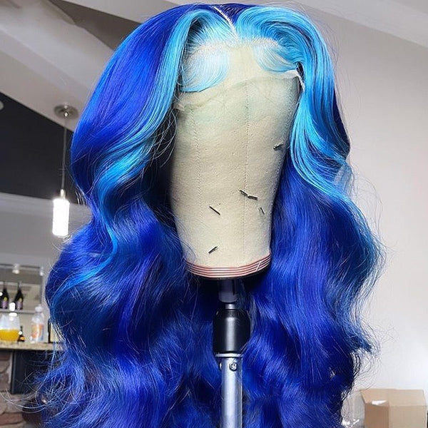 blue highlights wig