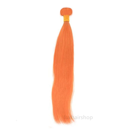 Peruvian Human Hair Weft Orange Color Straight Bundles
