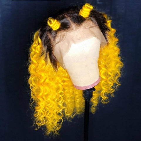 Yellow With Black Root  wig