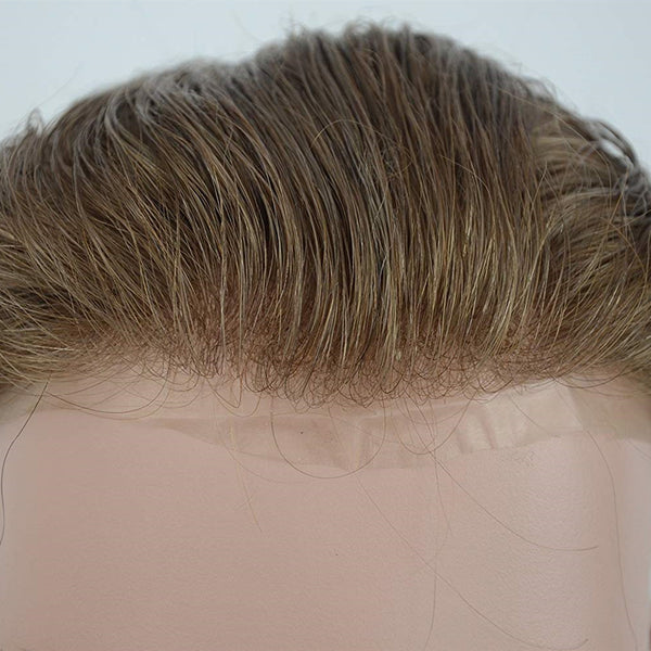 Dark Blond Color Undetectable Thin Skin Base Hairpieces V-LOOP