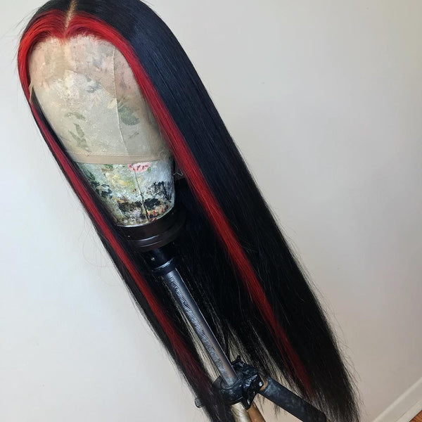 Black With Red Color Straight