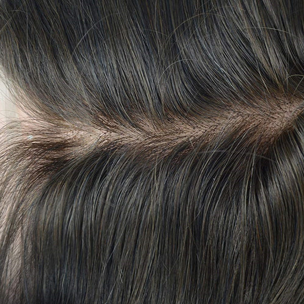 100% Human Hair Dark Brown Hair Systems Soft Lace & PU For Men