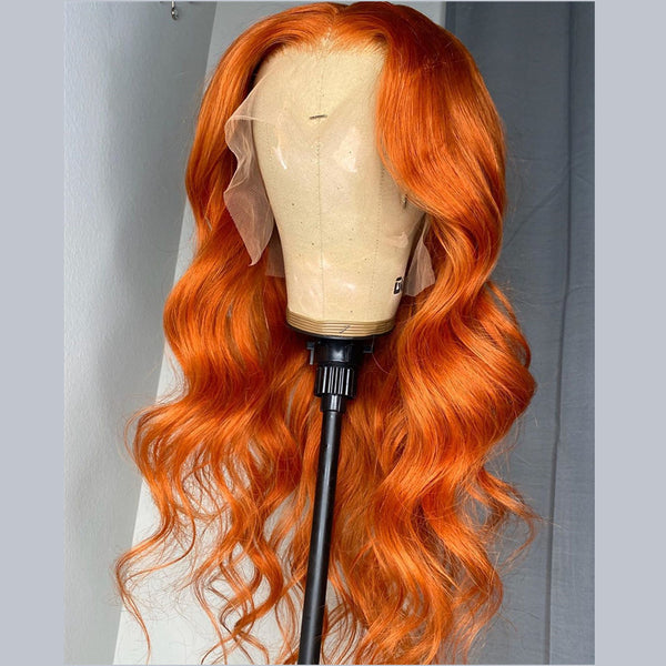 Honey Ginger Color 100% Human Hair Body Wavy Lace Front Wig