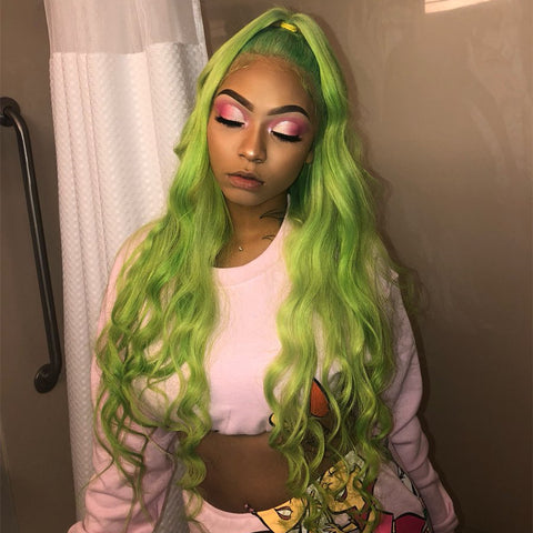 light green lace front wig
