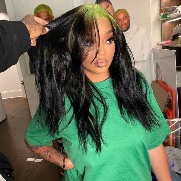 lace front green color wig