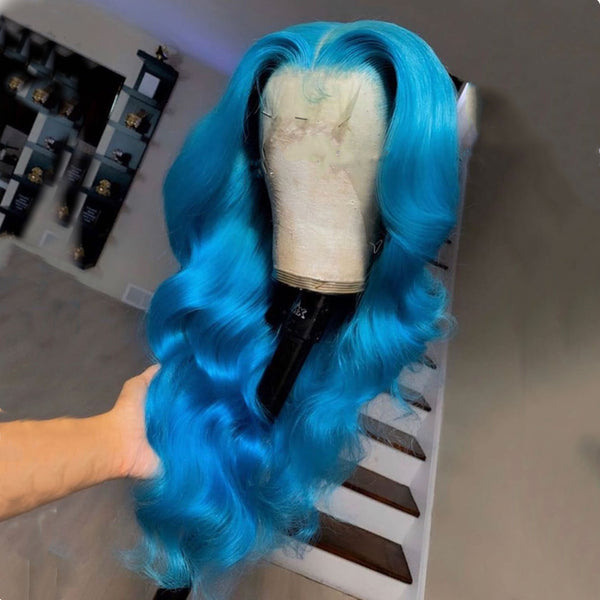  Sapphire Blue Color Body Wavy Lace Front Wig
