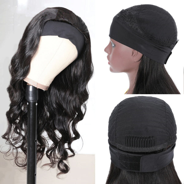 Black Color Straight Headband Wig base
