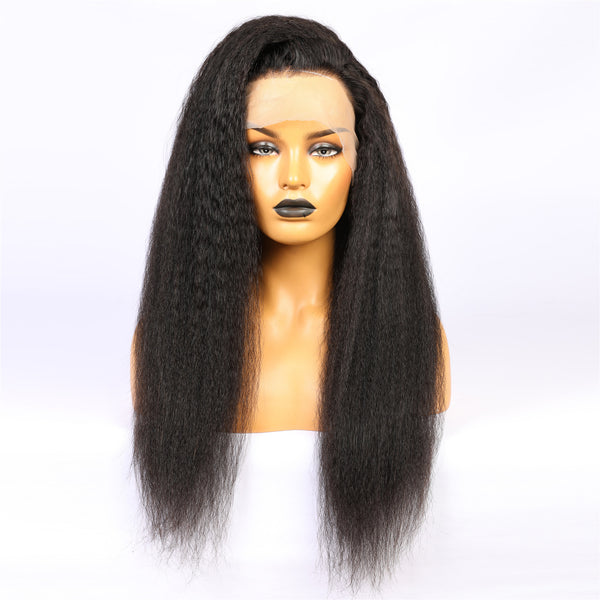 Brazilian Hair Black Yaki Long Hair Full Lace Wig