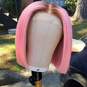 Pink with Brown Root Color wig