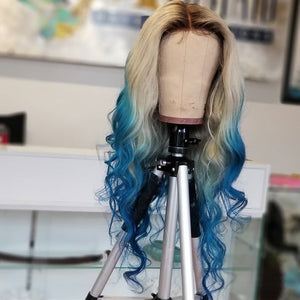 Blue and Blonde with Black Root Color
