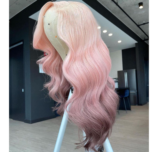 Gradient Color Pink Brown wig body wave