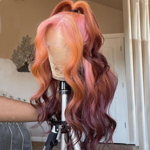 Pink with Brown Ombre Color wig
