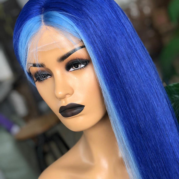Light Blue with Royal blue WIG