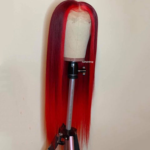 Gradient Burgundy Red Color  wig