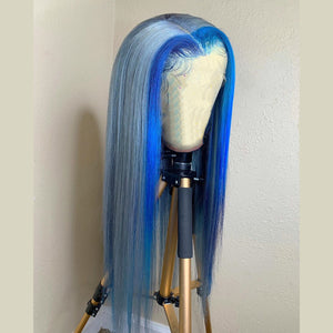 blue color lace wigs
