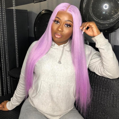 Peruvian Hair Light Pink Color Straight Full lace wig
