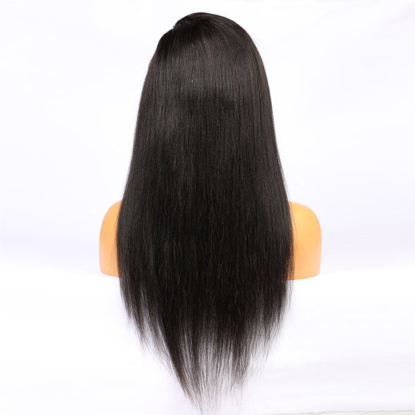 Brazilian Human Hair Black Color Straight Lace Front Wig