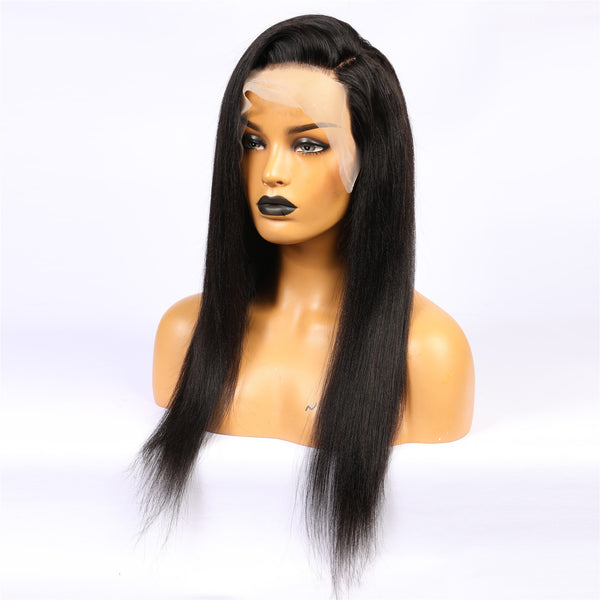 Brazilian Human Hair Black Color Straight Lace Front Wig